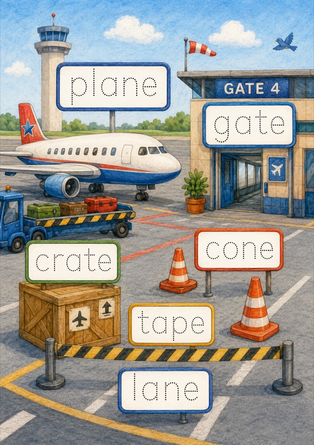 Preview of Airport Sign Words Tracing worksheet